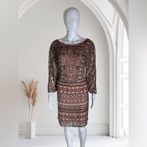 Aidan Mattox 3/4 Sleeve‎ Beaded Short Dress